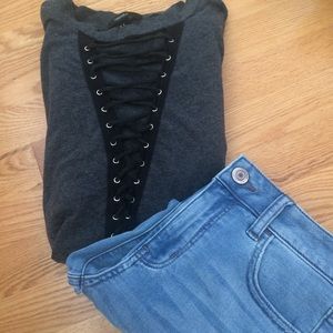 Oversized lace up top